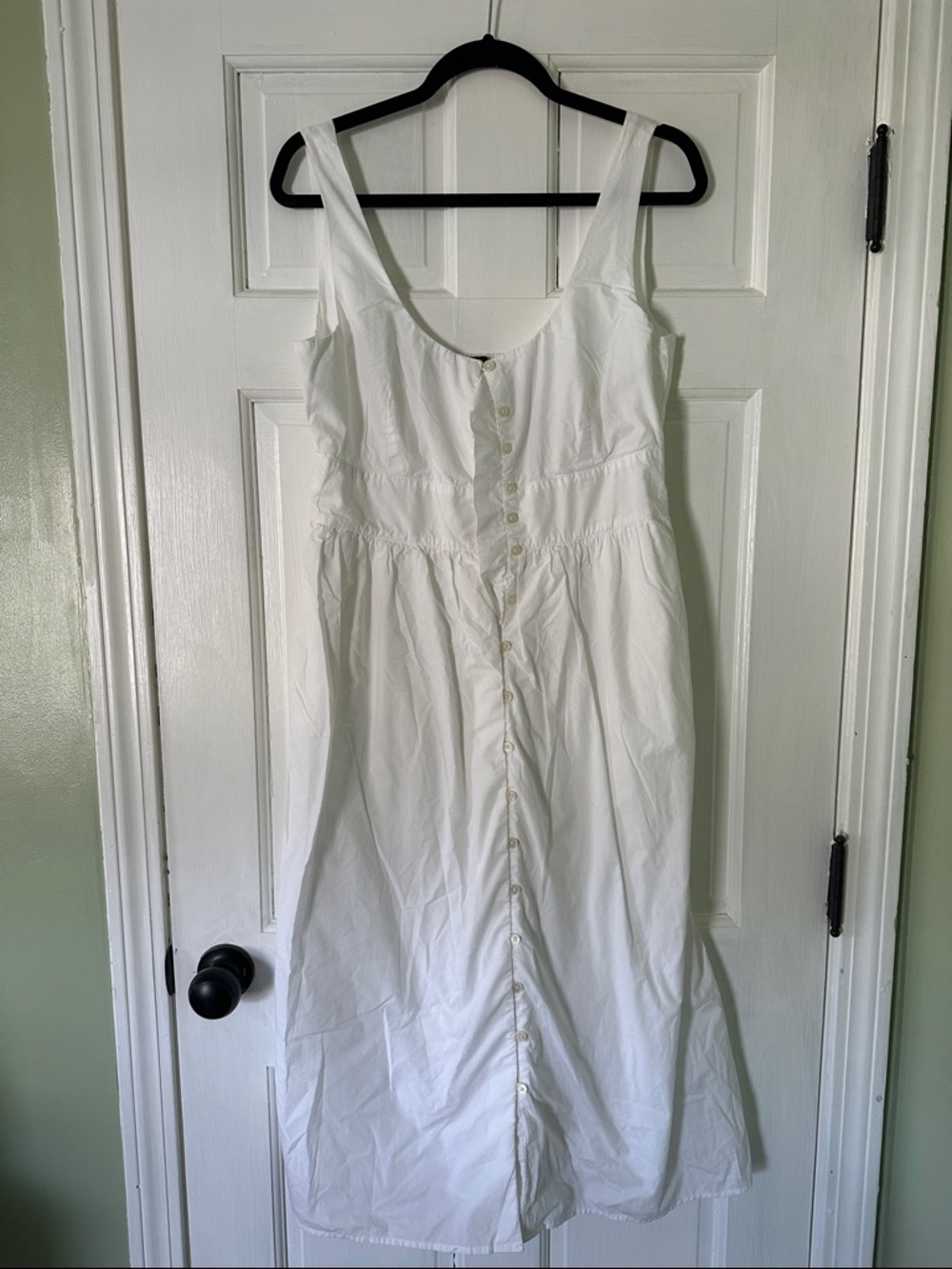 J. Crew White Sleeveless Button-Front Midi Dress
